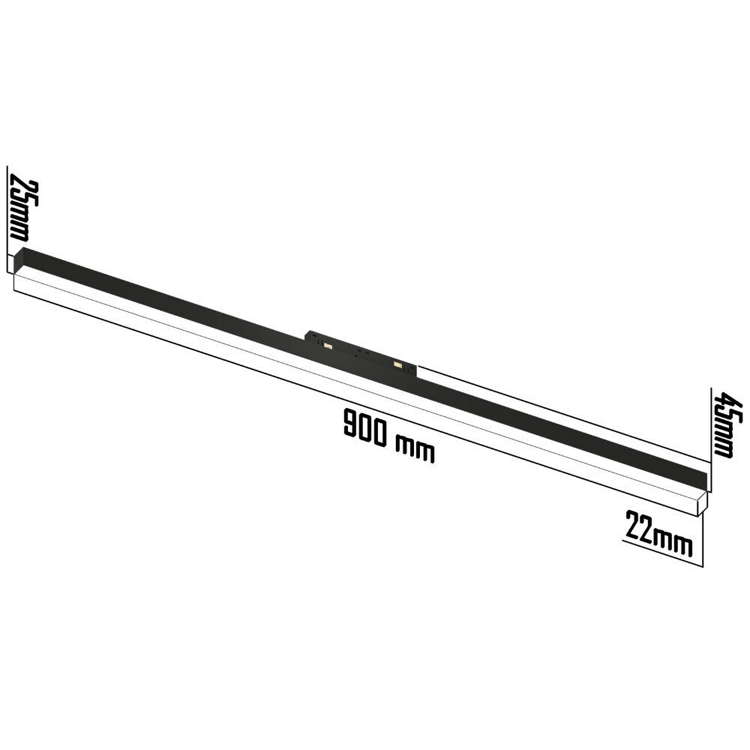 Трековый светодиодный светильник LINER, 40W, 3000K-6000К, Черный корпус, 1200х22х45mm, 48V