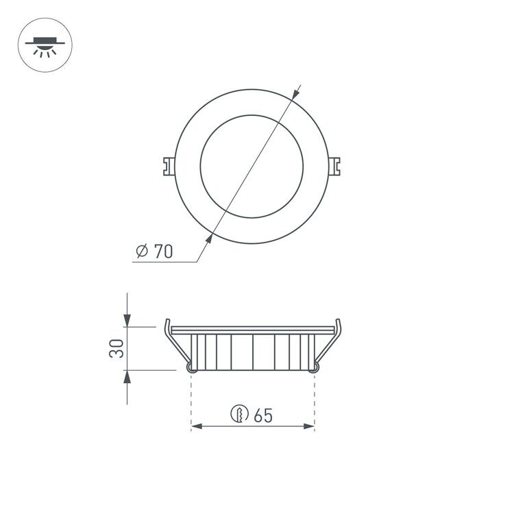 Светодиодный светильник LTM-R70WH-Frost 4.5W Warm White 110deg (Arlight, IP40 Металл, 3 года)