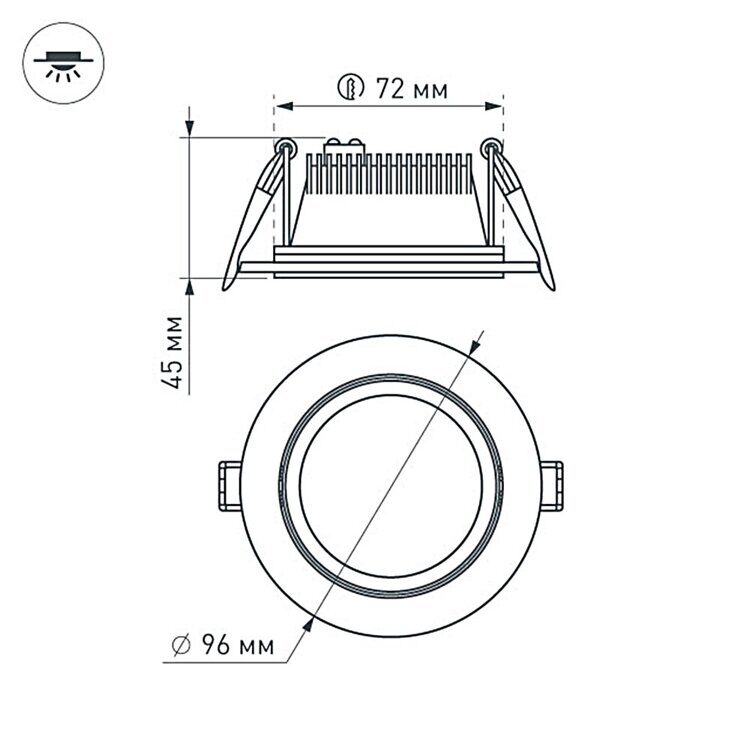 Светодиодная панель LT-R96WH 6W Day White 120deg (Arlight, IP40 Металл, 3 года)